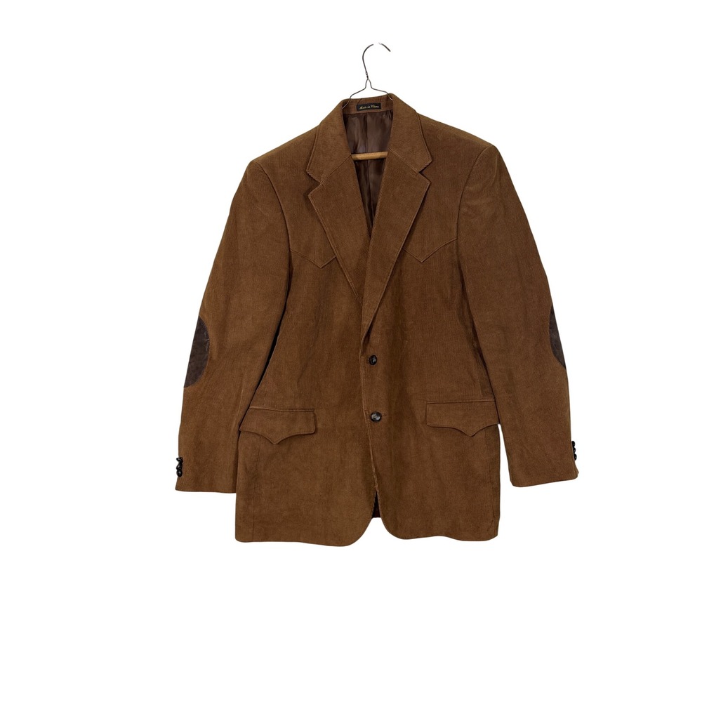 Circle S Dallas Texas Mens 46L Brown Corduroy Western Blazer Elbow Patch Jacket